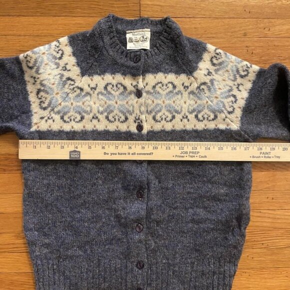 Edinburgh Woollen Mill Cardigan Womens Small Shetland Wool Fair Isle Scotland - Picture 5 of 9